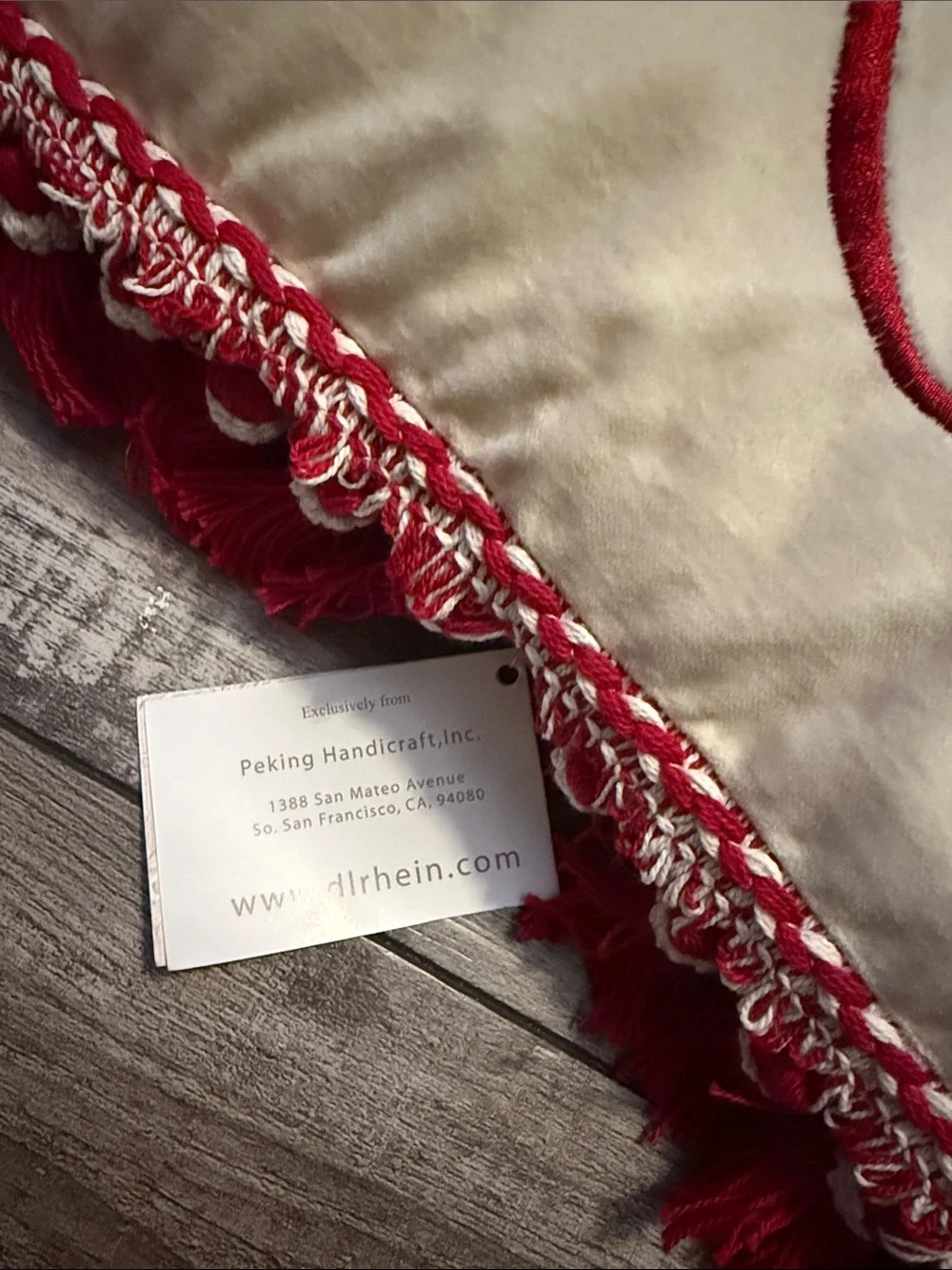 Holiday 'Peace' Throw Pillow in Cream and Red